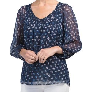 Diane Von Furstenberg Floral Silk Blouse Top L